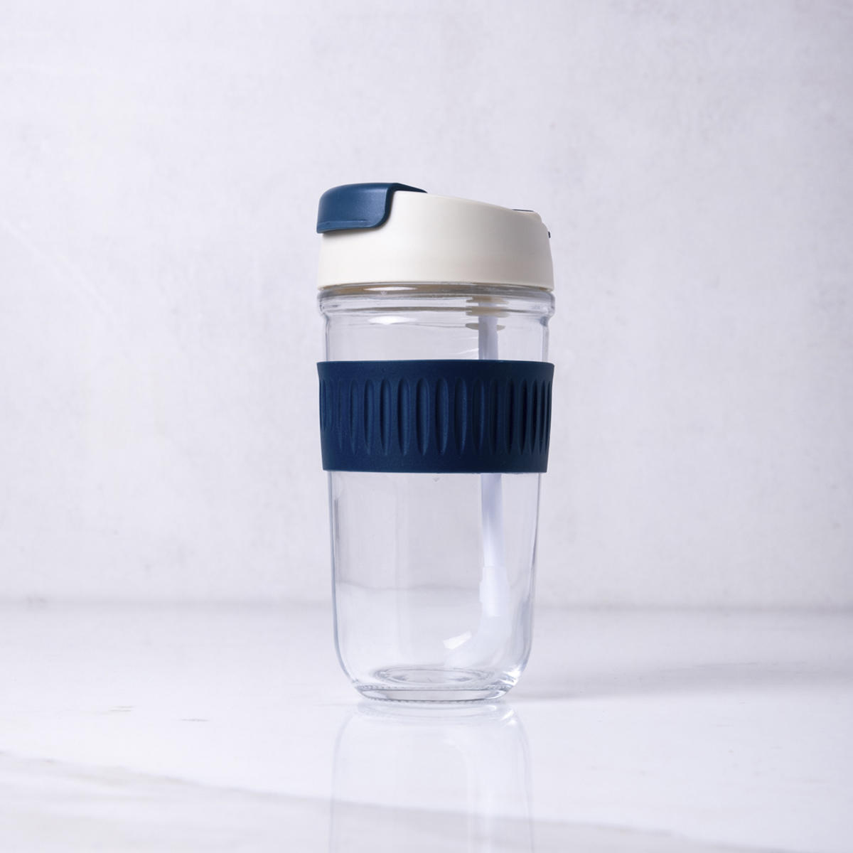 VASO VIDRIO & SILICONA BLUE 550ML