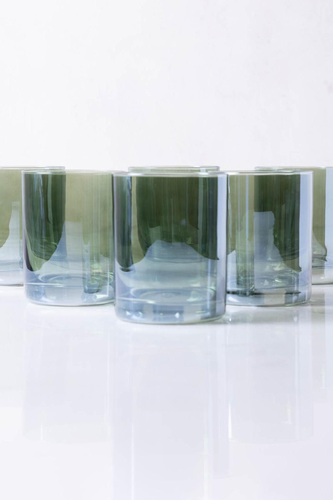 SET X 6 VASOS DE VIDRIO VERDE 10.3X8.3X8CM - 410ML